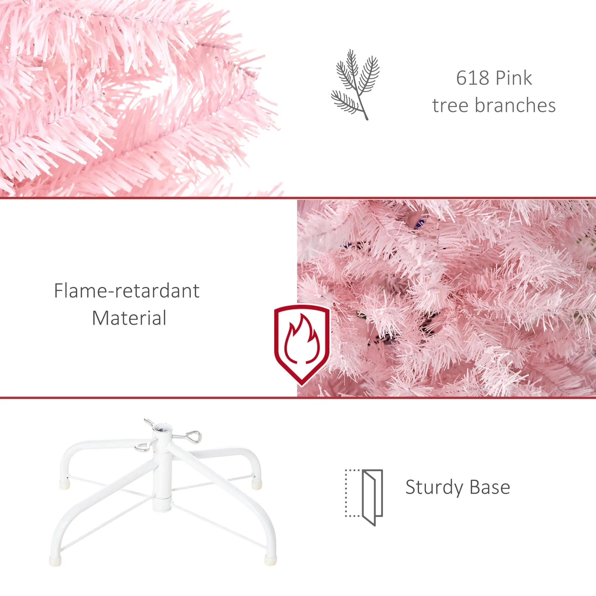 6FT Pop-up Artificial Christmas Tree Holiday Xmas Holiday Pencil Tree Decoration with Automatic Open for Home Party, Pink Artificial Christmas Trees at Gallery Canada