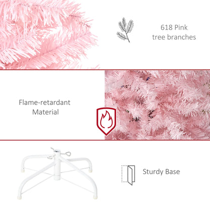 6FT Pop-up Artificial Christmas Tree Holiday Xmas Holiday Pencil Tree Decoration with Automatic Open for Home Party, Pink Artificial Christmas Trees at Gallery Canada