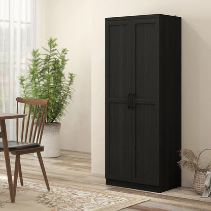 63" Kitchen Storage Cabinet, 5-Tier Pantry with Doors, Adjustable Shelves, Black Kitchen Pantry Cabinets at Gallery Canada
