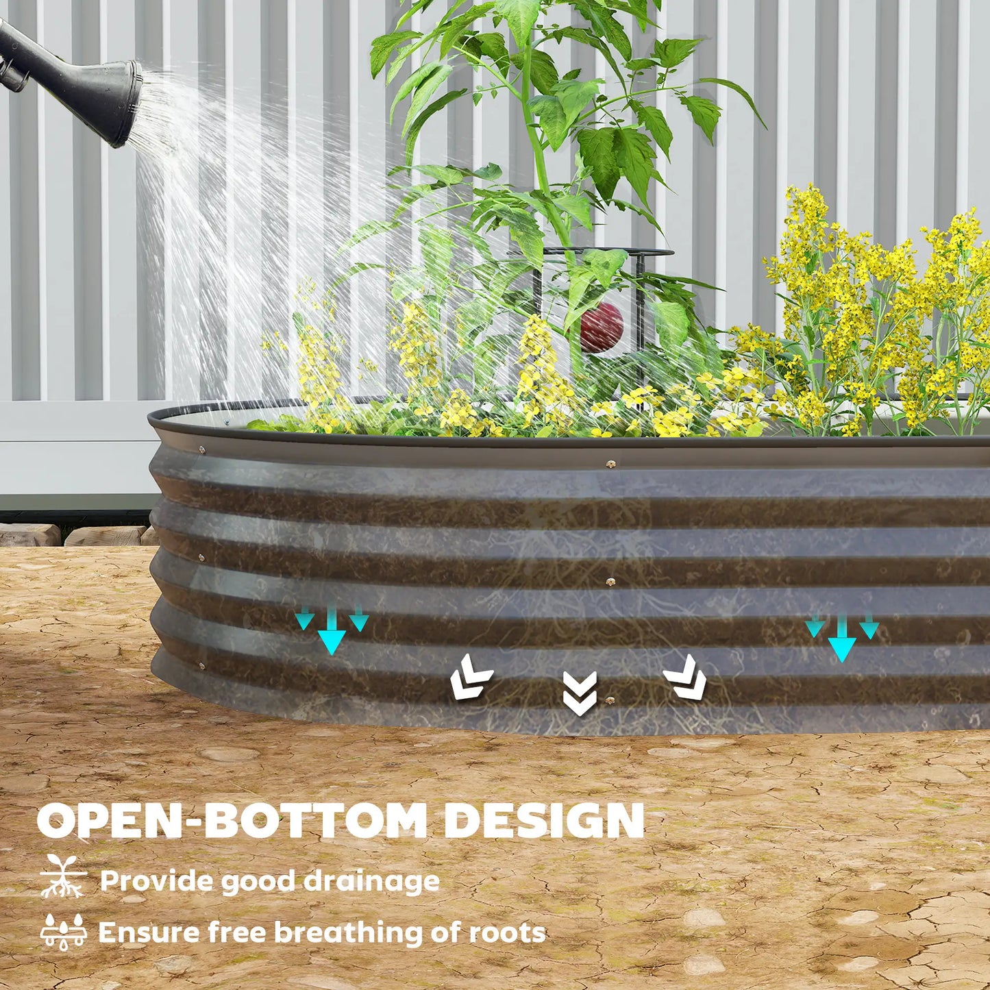 5' x 3' x 1' Large Outdoor Planter Box, Galvanized Raised Garden Bed, Black Galvanized Planter Boxes at Gallery Canada