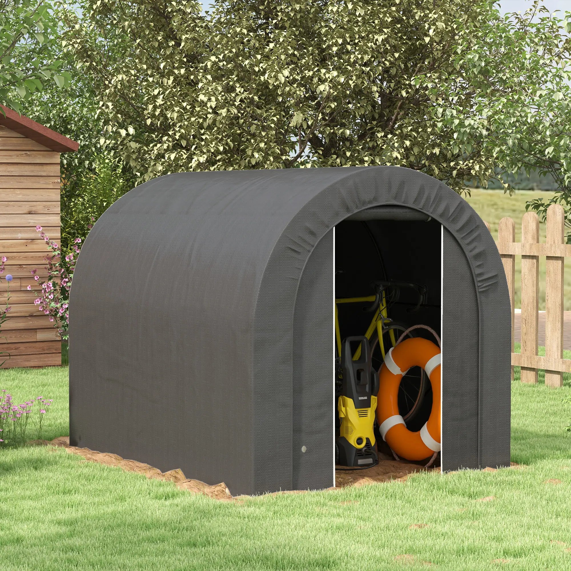 6' x 8' Outdoor Storage Shed, Heavy Duty Galvanized Steel, Dark Grey Sheds at Gallery Canada