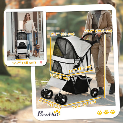 Dog Stroller, One-Click Folding, 4 Wheels, Storage Basket, XS/Small, Grey Dog Bike Trailers & Strollers at Gallery Canada
