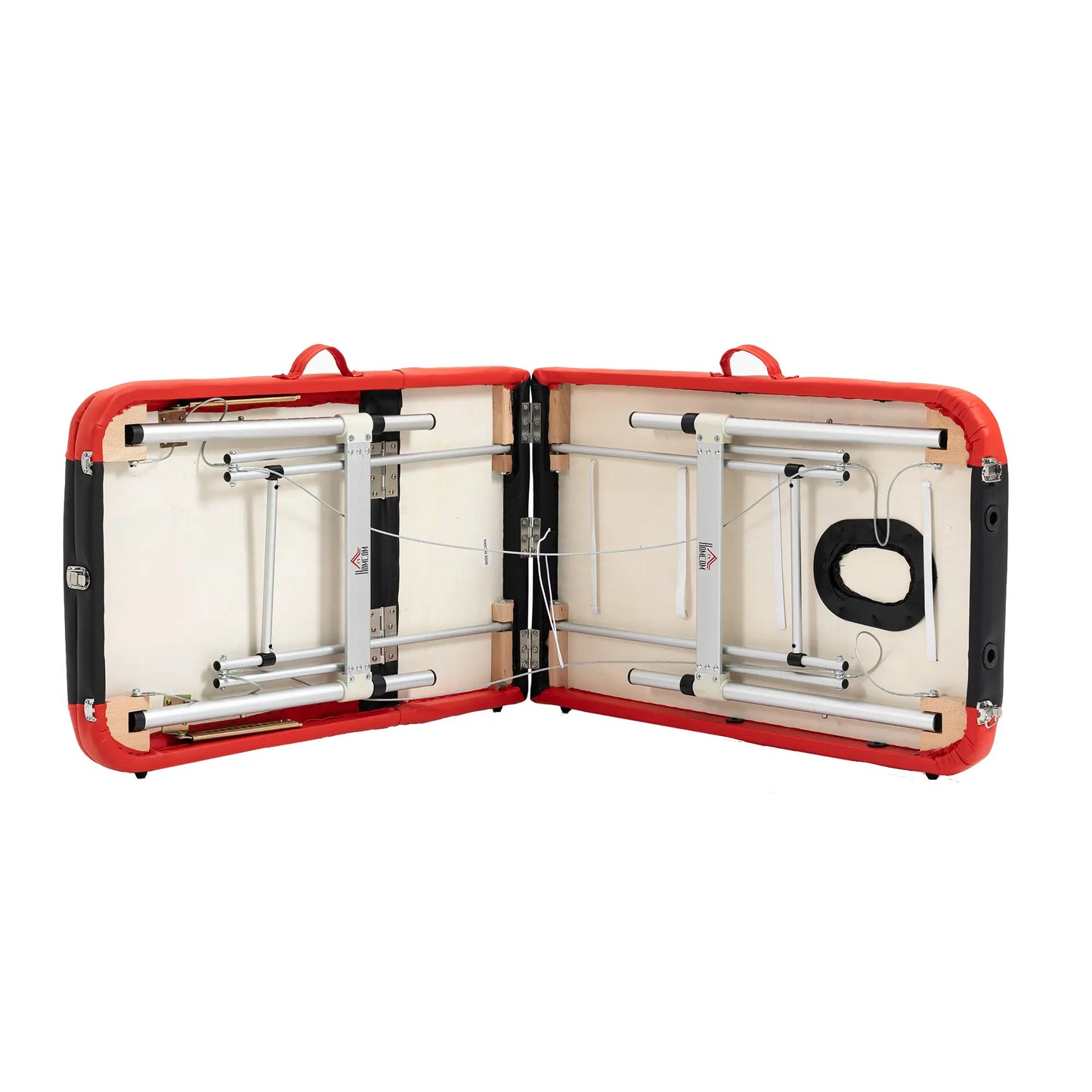 85" Foldable Massage Table, 3 Section, Salon Spa Facial Couch Bed, Black/Red Portable Massage Tables at Gallery Canada