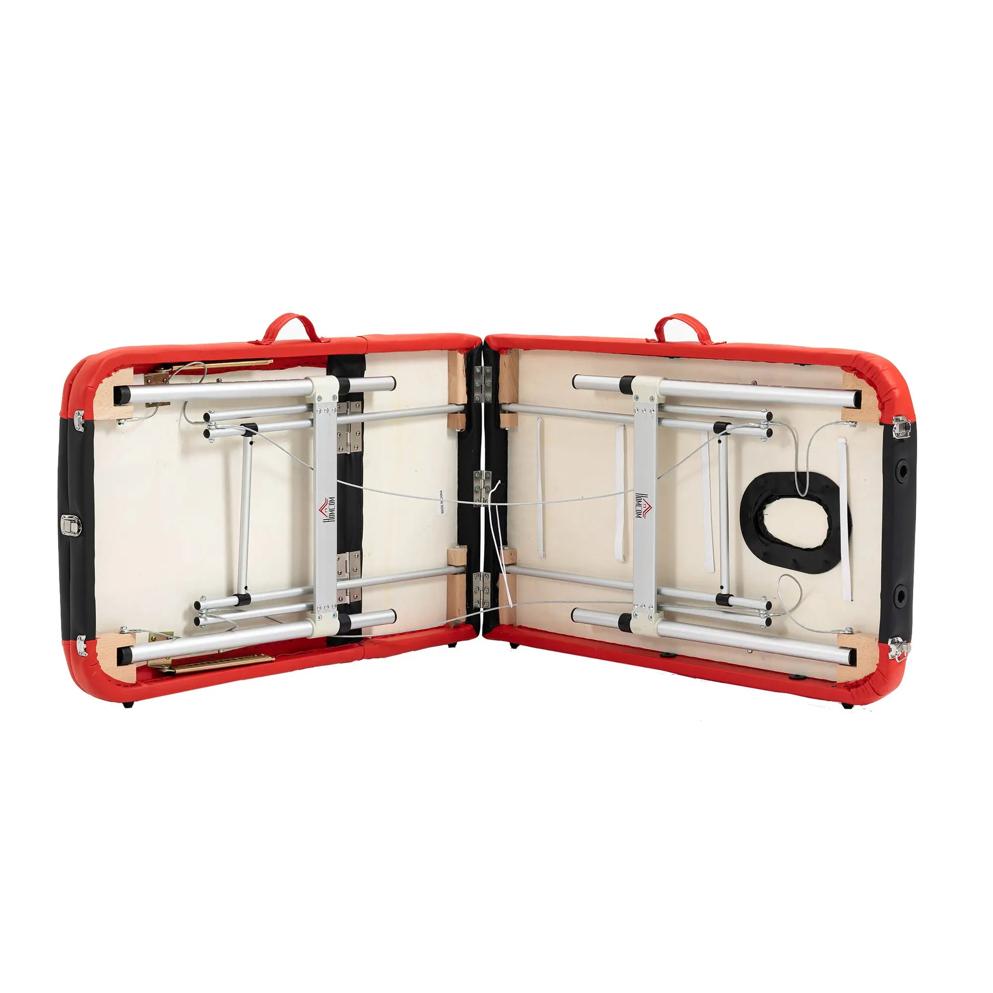 85" Foldable Massage Table, 3 Section, Salon Spa Facial Couch Bed, Black/Red Portable Massage Tables at Gallery Canada