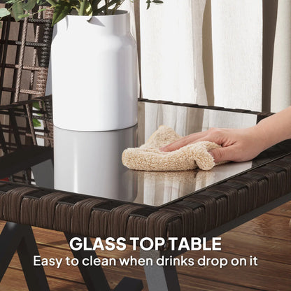 3 Pc Rocking Bistro Set, Wicker Patio Furniture with Cushions, Glass Table, Grey Outdoor Rocking Chairs at Gallery Canada