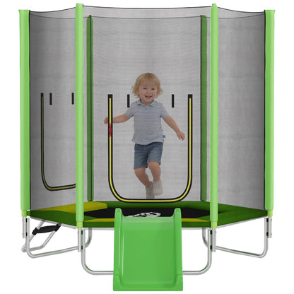 85" Trampoline With Safety Enclosure, Slide Ladder, Ages 3+, Green Trampolines at Gallery Canada
