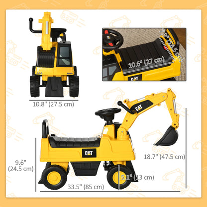 Kids Excavator Ride On Toy, Manual Shovel, Horn, Storage, 18-36 Months, Yellow Toy Excavators at Gallery Canada