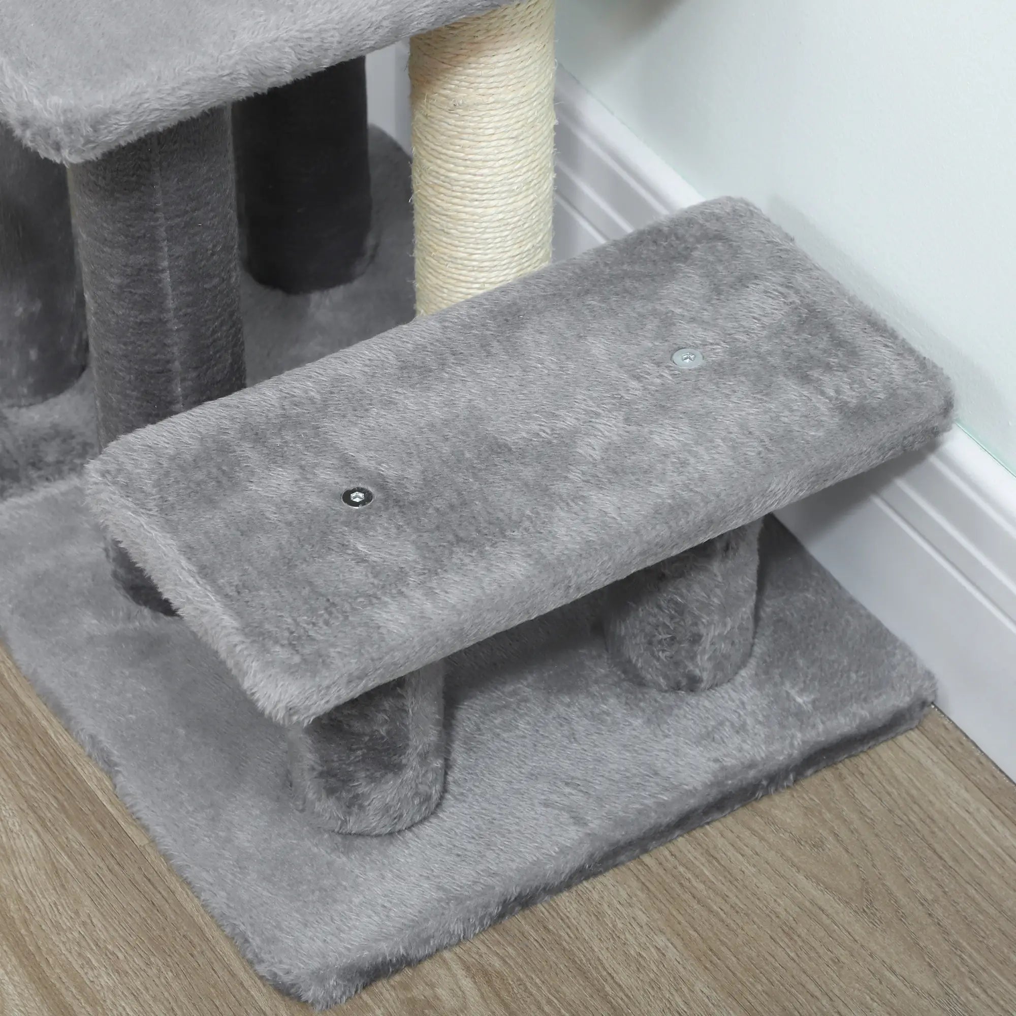 Cat Stairs with 2 Sisal Scratching Posts, Adjustable 3-Tier, Grey Dog Stairs at Gallery Canada
