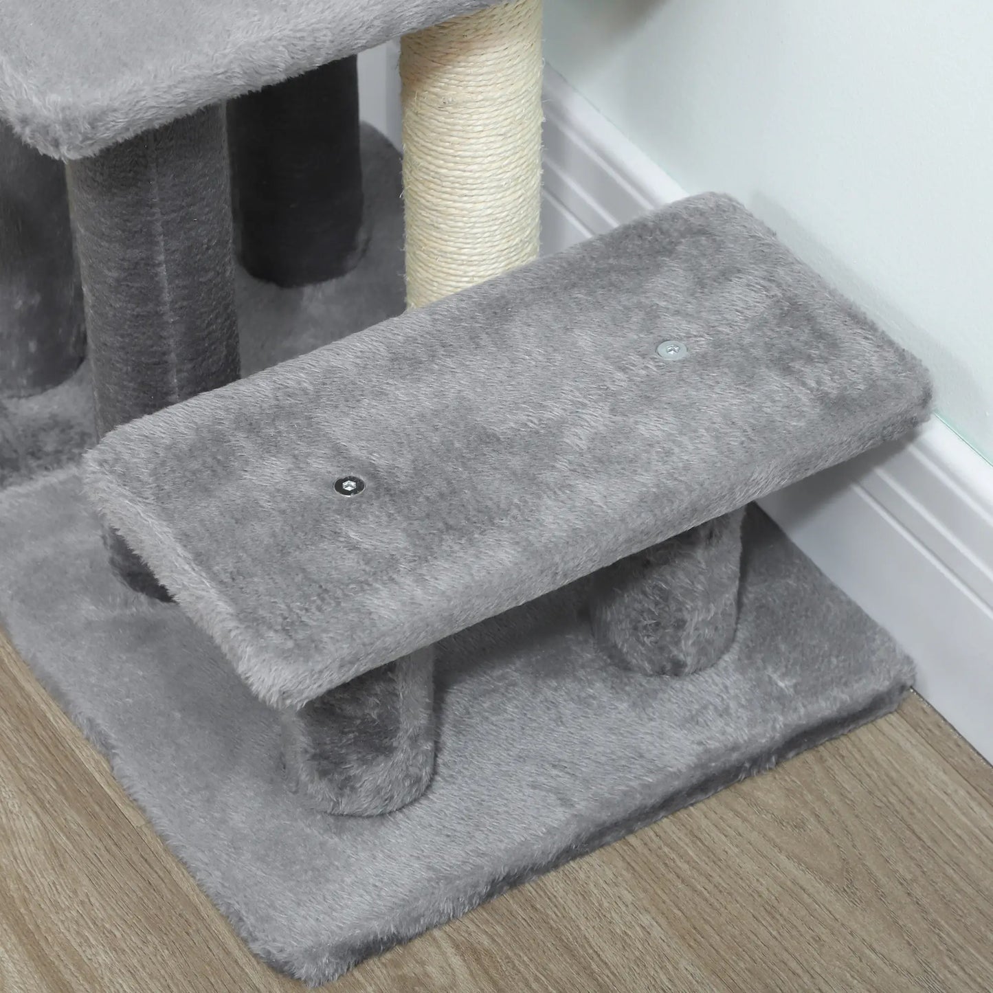 Cat Stairs with 2 Sisal Scratching Posts, Adjustable 3-Tier, Grey Dog Stairs at Gallery Canada