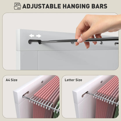 2 Drawer Vertical Filing Cabinet, Rustic Farmhouse, A4 Letter Size, Distressed White, White Office Cabinets & Cupboards at Gallery Canada