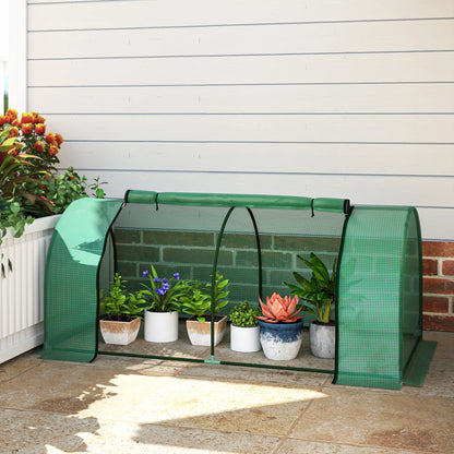 Mini Greenhouse With Zippered Doors, 79" x 39" x 32", Green Mini Greenhouses at Gallery Canada