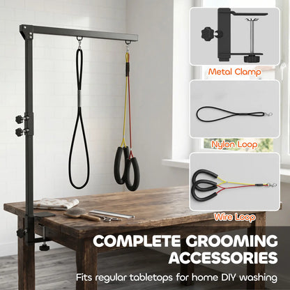 Dog Grooming Arm With Clamp, Adjustable, 18.9"-32.3", Black