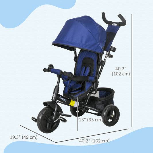 6 in 1 Tricycle for Toddler 1-5 Years with Parent-Push Handle, Dark Blue - Gallery Canada