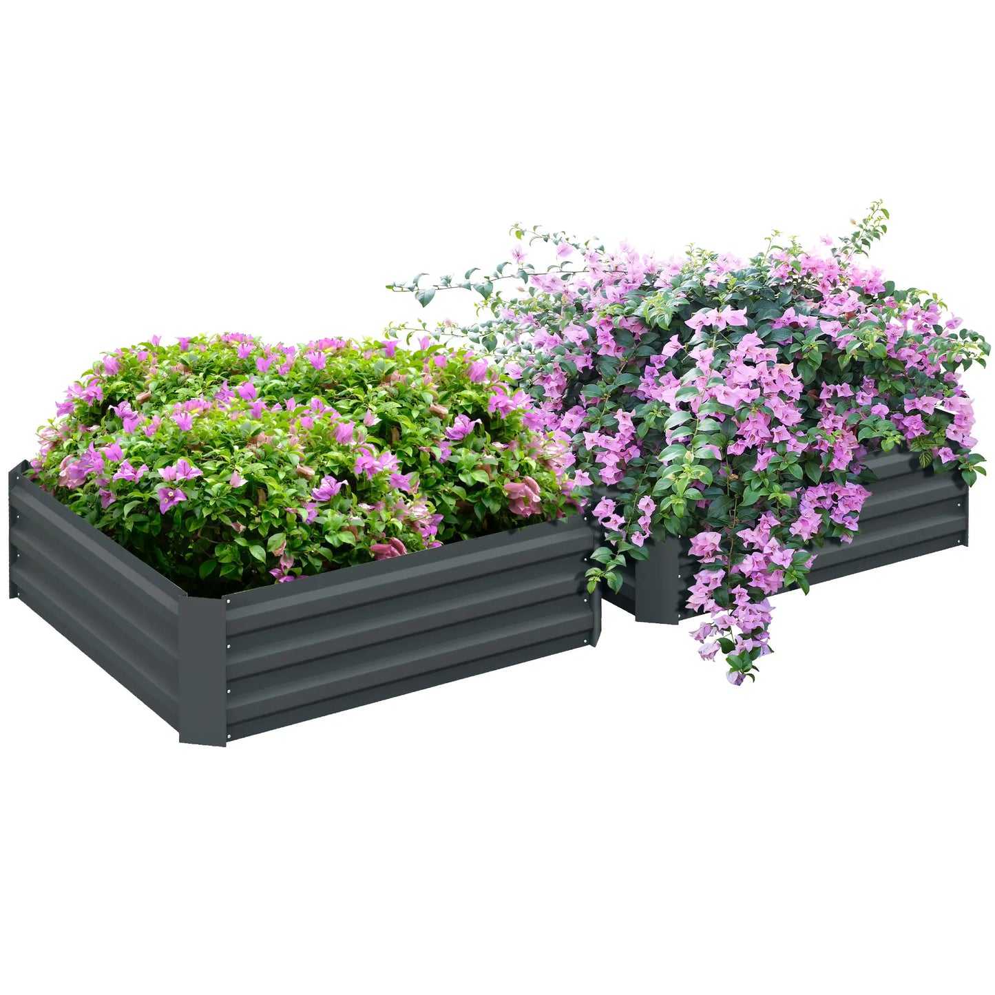 Raised Garden Bed Set, Steel Elevated Planter Box, 39"x39"x12", Dark Grey Galvanized Planter Boxes at Gallery Canada