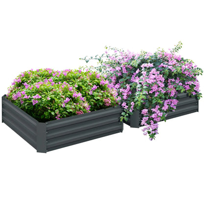 Raised Garden Bed Set, Steel Elevated Planter Box, 39"x39"x12", Dark Grey Galvanized Planter Boxes at Gallery Canada