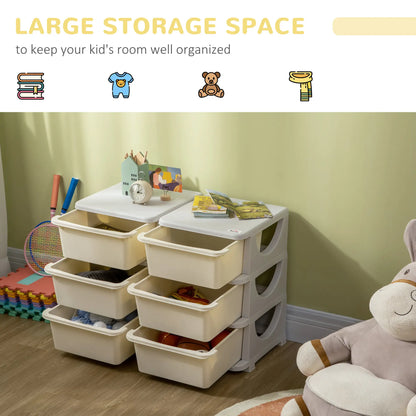 3 Tier Kids Toy Organizer, 6 Plastic Drawers, Cream White Baby & Kids Storage at Gallery Canada