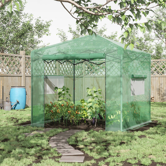 8' x 6' Portable Pop Up Greenhouse, Outdoor Walk-in Hot House with Roll-up Door &; 2 Windows, Foldable Garden Green House for Plants Herbs Vegetables, Green - Gallery Canada