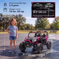24V 2 Seater Kids Ride On Truck, Ages 3-8, Remote Control, Pink