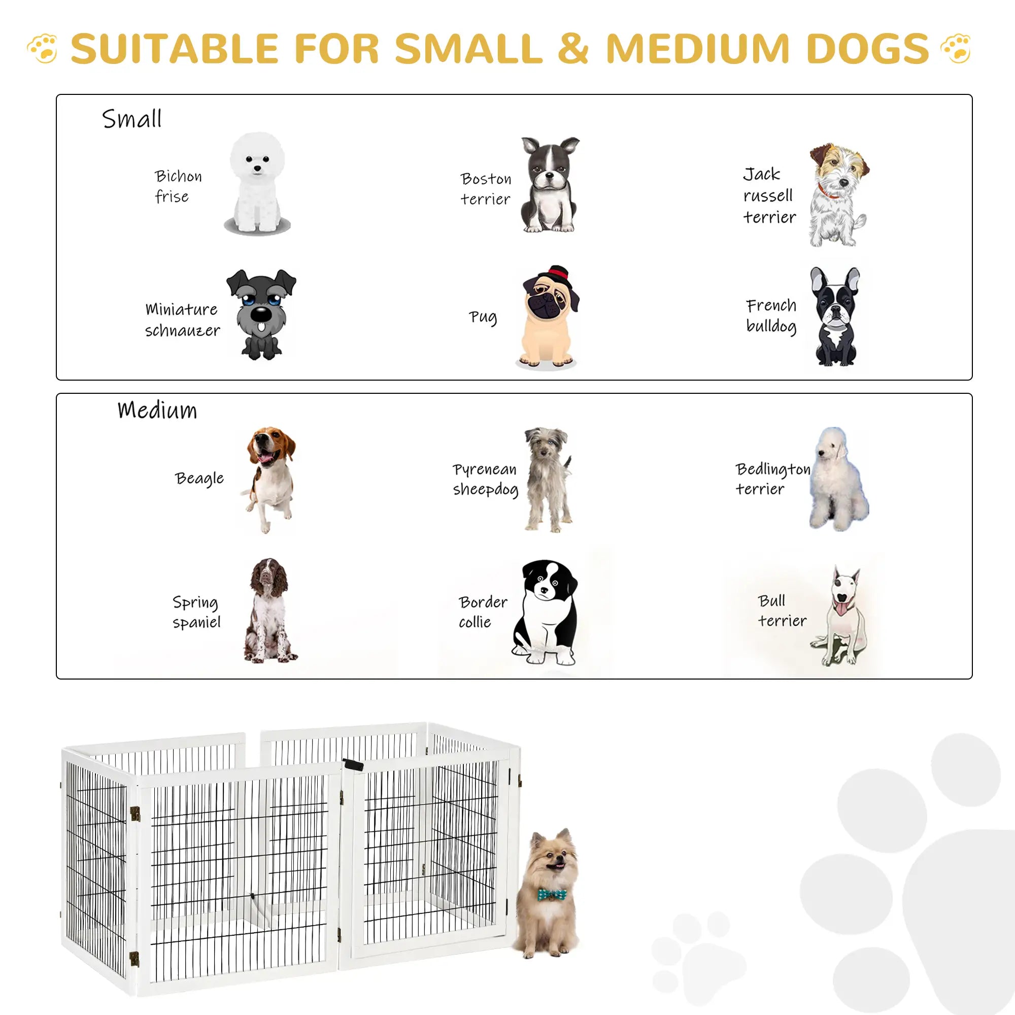 Wooden Freestanding Pet Gate, 2 Support Feet, White Houses, Kennels & Pens at Gallery Canada