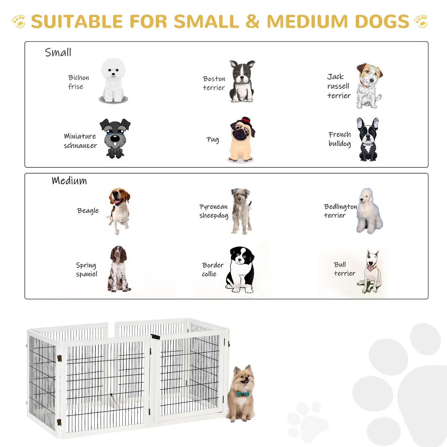 Wooden Freestanding Pet Gate, 2 Support Feet, White Houses, Kennels & Pens at Gallery Canada