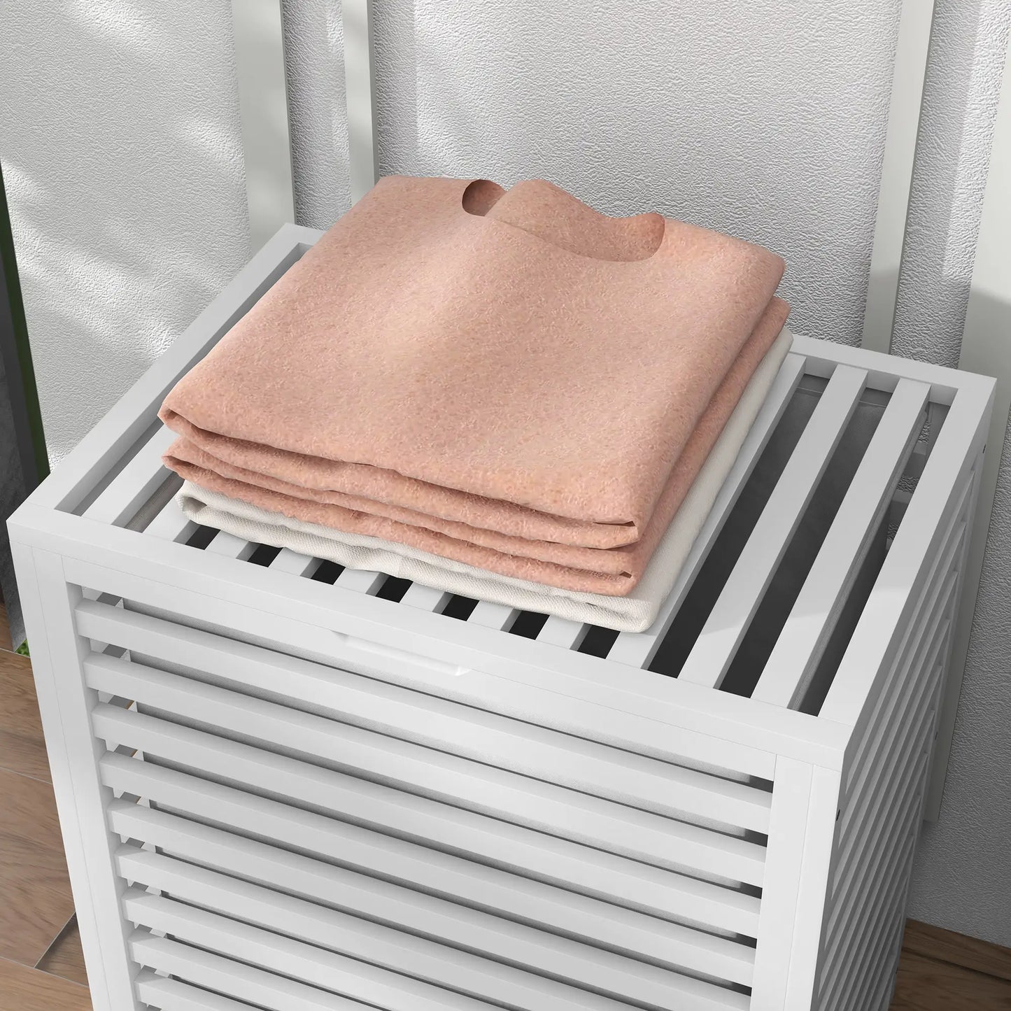 Laundry Basket With Removable Liner Bag, 55L, White Bath Accessories at Gallery Canada