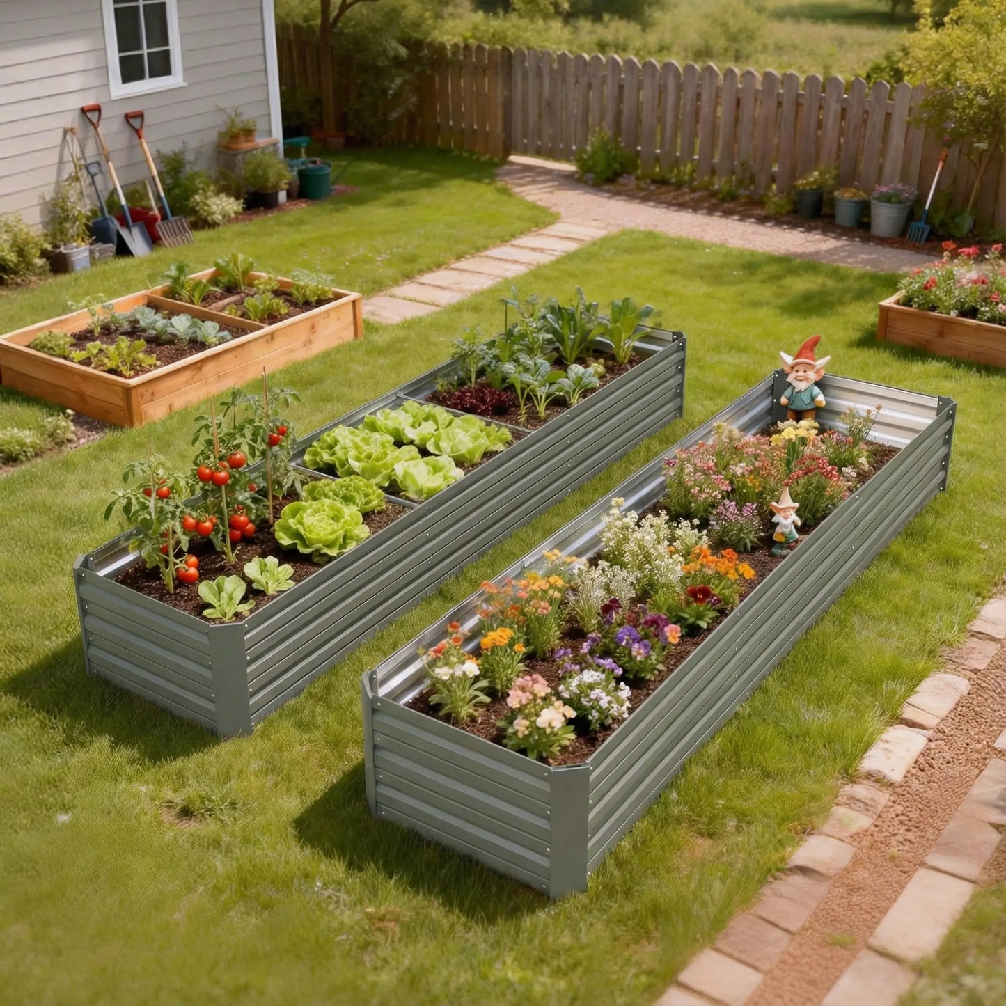 Lit surélevé galvanisé 8'x2'x1', grande jardinière surélevée, galvanisé