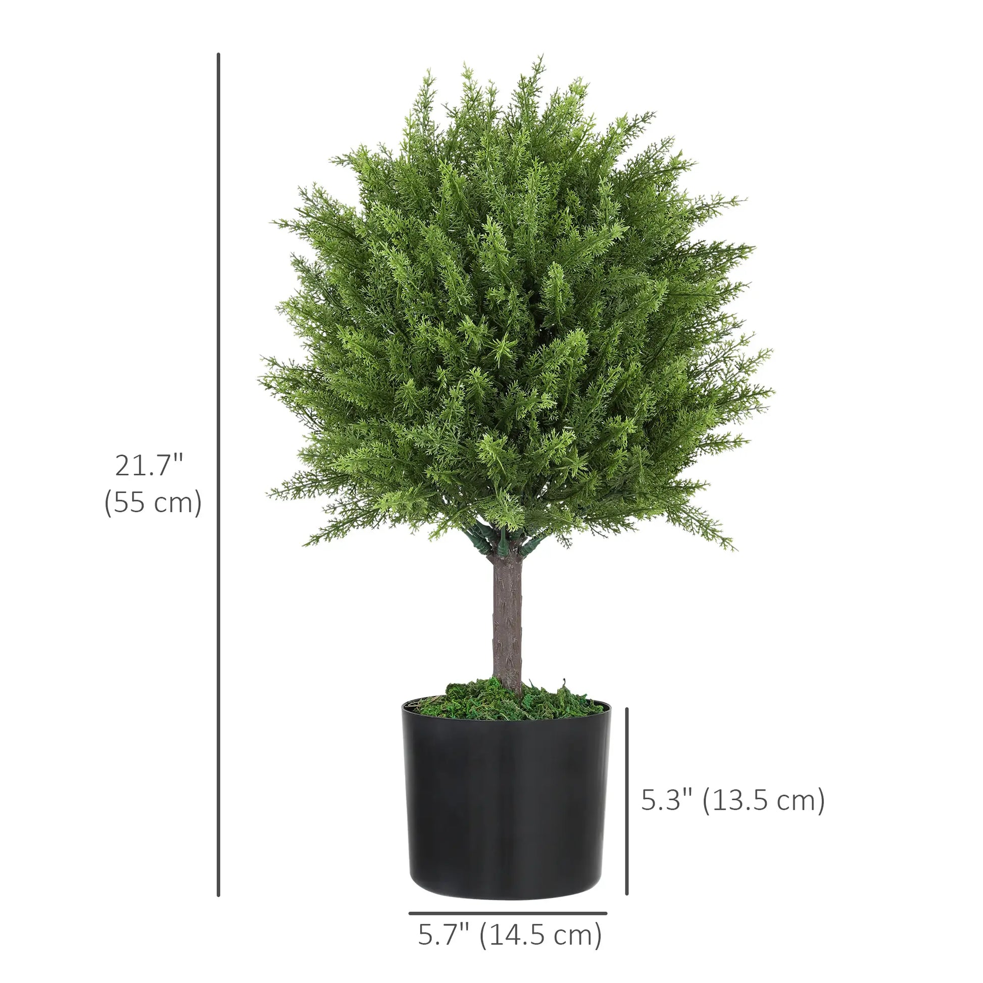 Set of 2 Artificial Cedar Topiary Trees in Pots, Green Artificial Trees at Gallery Canada