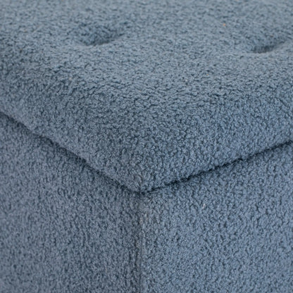 Modern Storage Bench, Ottoman with Teddy Velvet Upholstery, Blue Storage Ottomans & Benches at Gallery Canada
