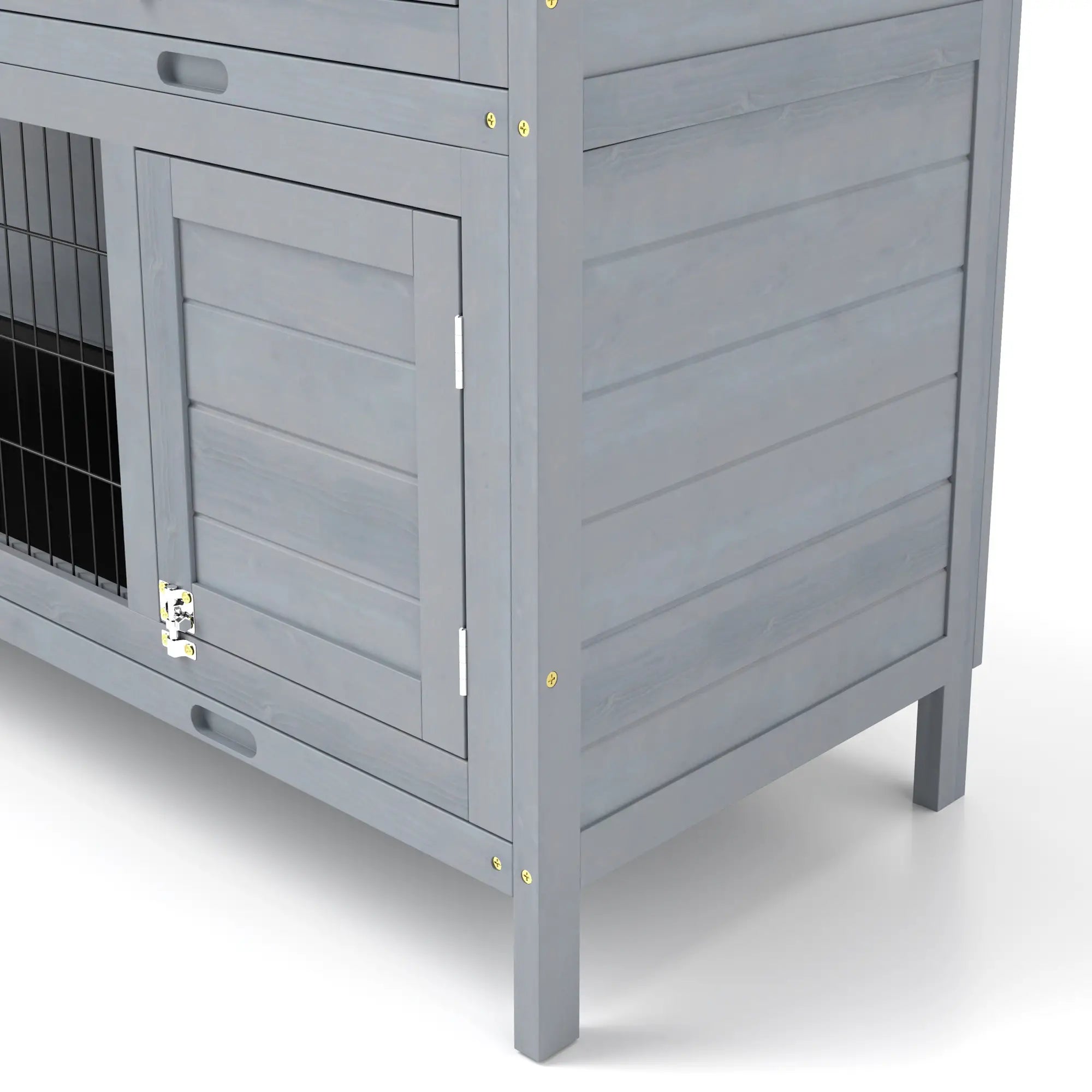 2 Tier Wooden Rabbit Hutch, Bunny Pet House, Grey Rabbit Hutch at Gallery Canada
