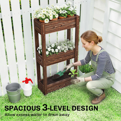 3-Tier Wooden Raised Garden Bed, 23.6" x 9.8" x 47.2", Elevated Planter Box Elevated Garden Beds at Gallery Canada