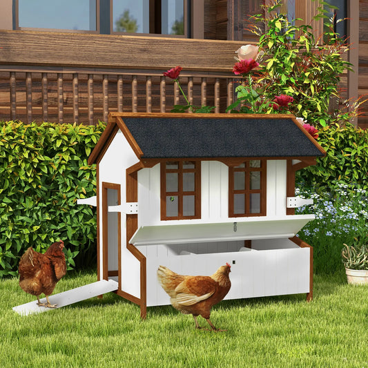 47" Wooden Chicken Coop, Rabbit Hutch, Portable Poultry Cage Chicken Coops Cream White, Brown, Black at Gallery Canada