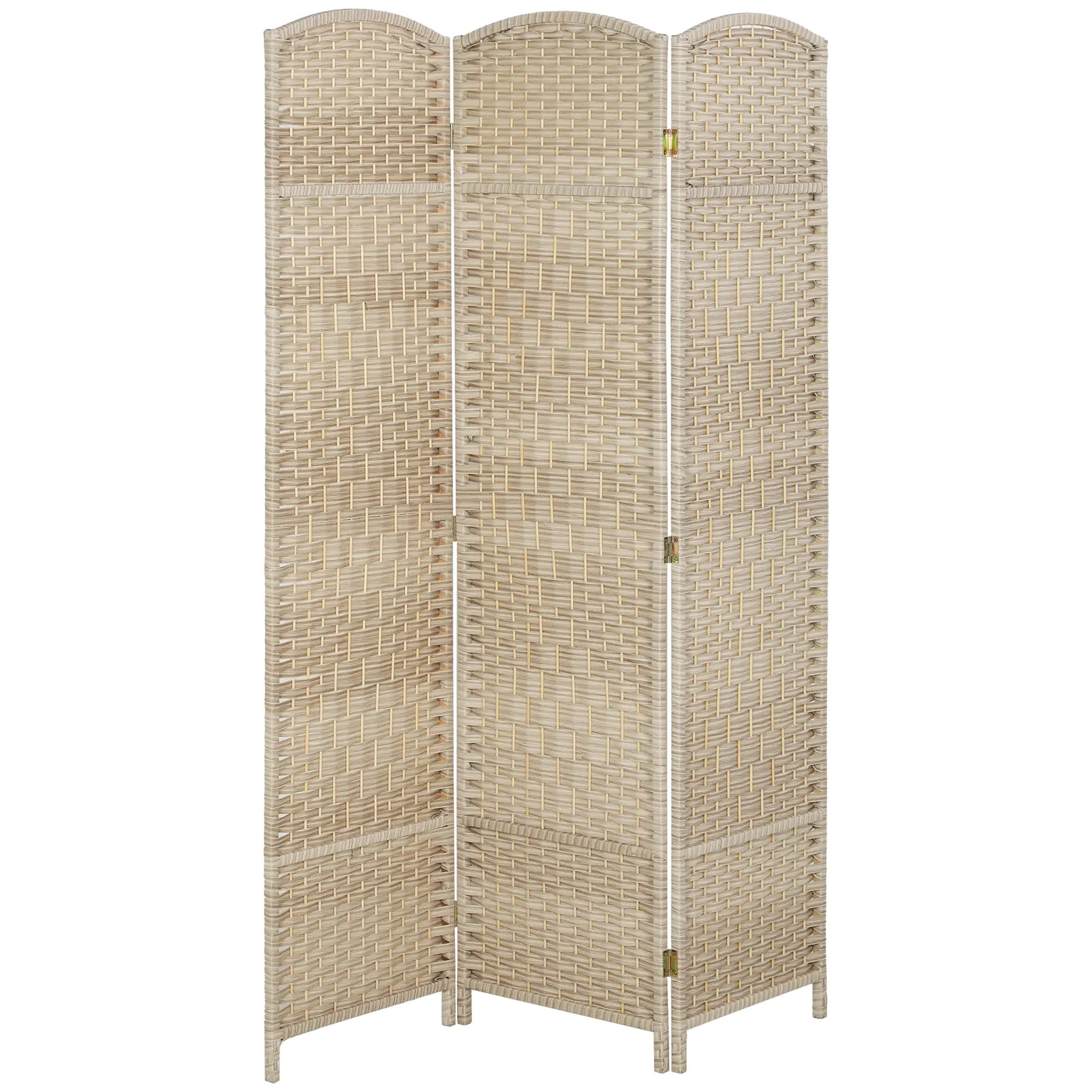6 Ft Folding Room Divider, 3 Panel Privacy Screen, Light Oak