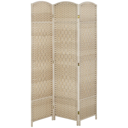 6 Ft Folding Room Divider, 3 Panel Privacy Screen, Light Oak