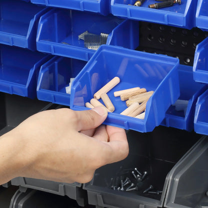 Wall Mounted Storage Bin Rack, 30 Bins, Pegboard, Garage Workshop, Blue Tool Organizers at Gallery Canada
