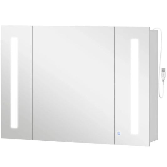 Medicine Cabinet With Mirror, Wall Mounted, Adjustable Shelf, USB Charge, High Gloss White, White Mirror Medicine Cabinets High Gloss White at Gallery Canada
