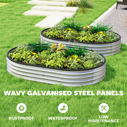 2Pcs Galvanized Raised Garden Bed, 5x3x1 ft, Silver Galvanized Planter Boxes at Gallery Canada