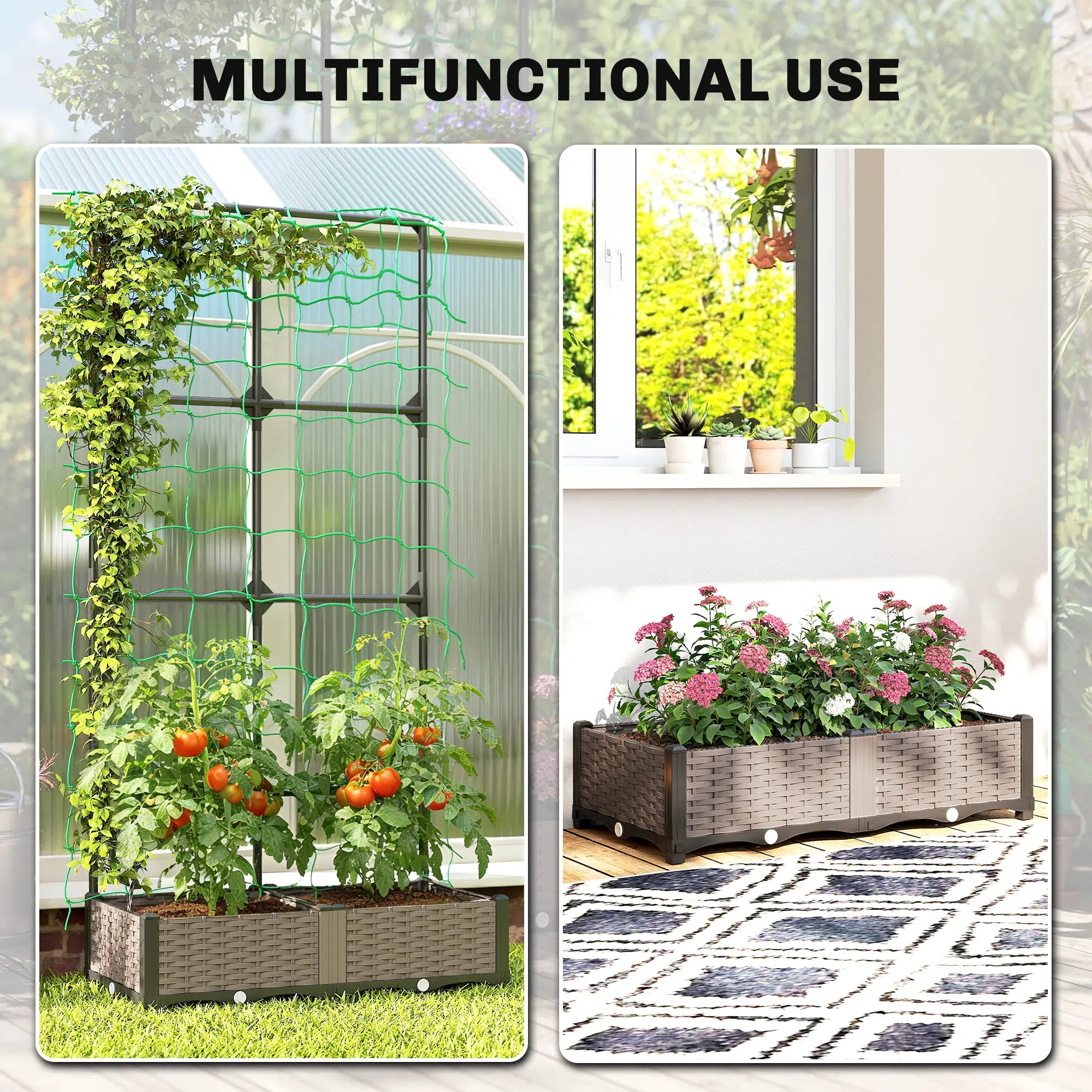 Plastic Planter Box With Trellis, Self-Watering Raised Garden Bed Raised Garden Beds at Gallery Canada