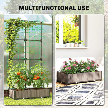 Plastic Planter Box With Trellis, Self-Watering Raised Garden Bed Raised Garden Beds at Gallery Canada