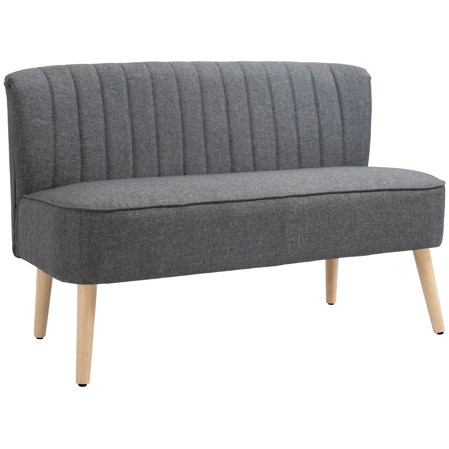 Modern 2 Seater Sofa, Upholstered Couch with Rubber Wood Legs, Grey 2-Seater Sofas at Gallery Canada