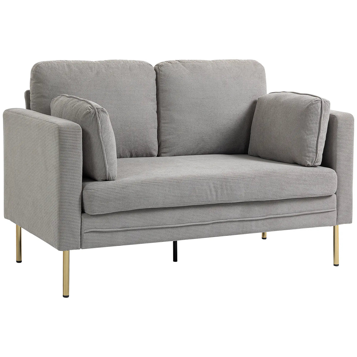 55" Grey Loveseat Sofa With 2 Pillows, Metal Legs, Grey 2-Seater Sofas at Gallery Canada