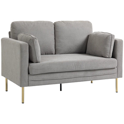 55" Grey Loveseat Sofa With 2 Pillows, Metal Legs, Grey 2-Seater Sofas at Gallery Canada