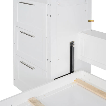 Murphy Bed with Storage, Space-Saving Wall Bed, 120" L x 20" W x 88.5" H, White Bed Frames at Gallery Canada