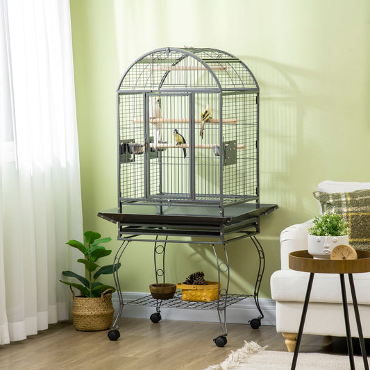 66" Bird Cage Parrot Cage for Conures, Cockatiels, Parrotlet with Play Top, Rolling Stand, Pull Out Tray, Storage Shelf - Gallery Canada