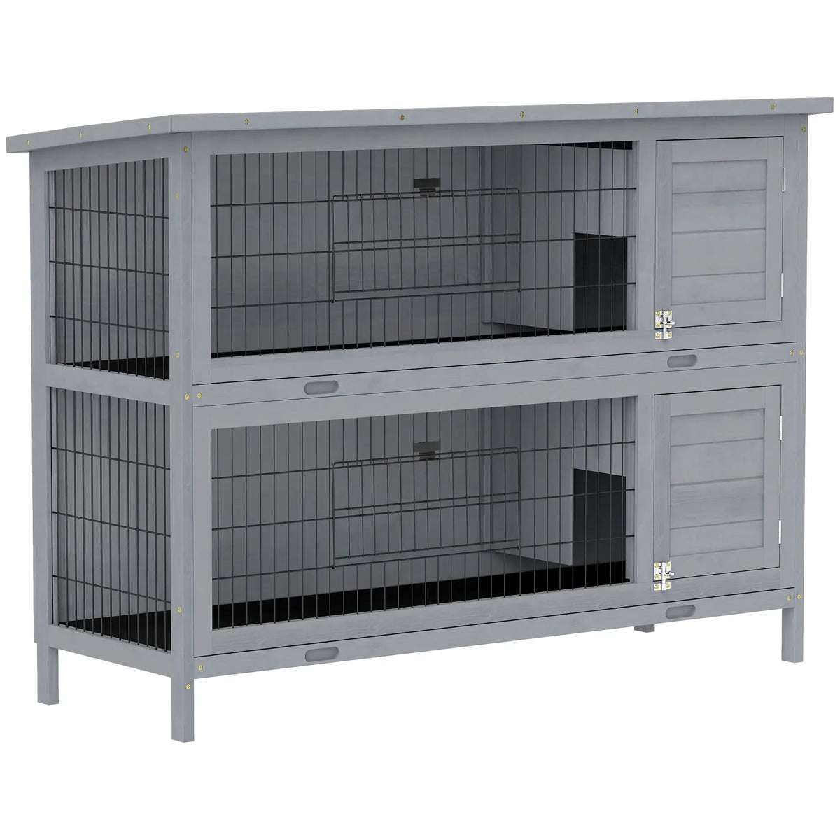 2 Tier Wooden Rabbit Hutch, Bunny Pet House, Grey Rabbit Hutch at Gallery Canada