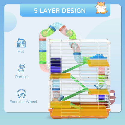 5-Tier Hamster Cage with Wheels, Tube, Water Bottle, Orange Hamster Cages at Gallery Canada