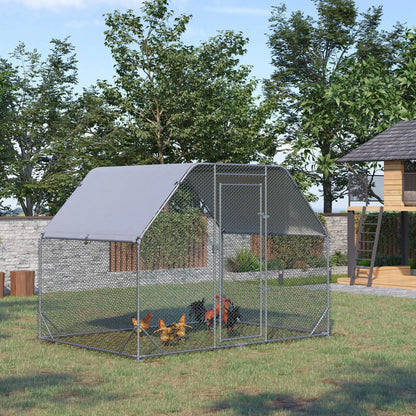 Large Metal Chicken Coop, Walk-In Poultry Enclosure, 9.2' x 6.2' x 6.5', Silver Chicken Coops at Gallery Canada