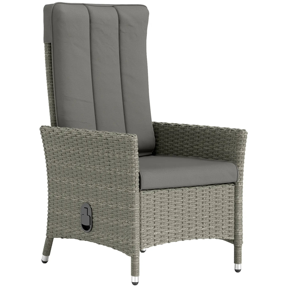 Wicker Outdoor Recliner Chair, Adjustable Backrest With Cushion, Grey Wicker Chaise Loungers at Gallery Canada