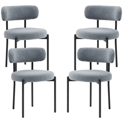 4 Pc Kitchen Chairs, Modern Dining, Berber Fleece Upholstery, Steel Legs, Grey Dining Chairs Grey at Gallery Canada
