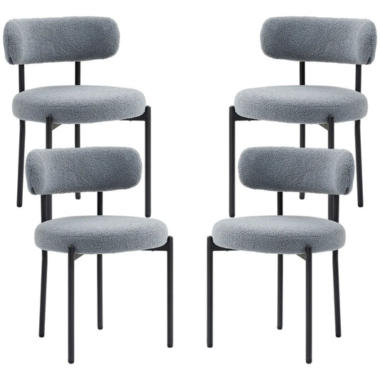 4 Pc Kitchen Chairs, Modern Dining, Berber Fleece Upholstery, Steel Legs, Grey Dining Chairs Grey at Gallery Canada