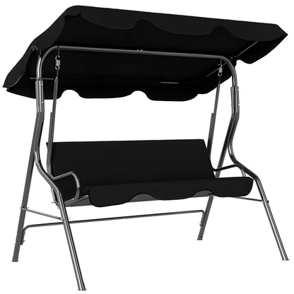 Outdoor Porch Swing, Adjustable Canopy, 3-Seater Patio Chair With Cushion, Black Porch Swings with Canopy at Gallery Canada